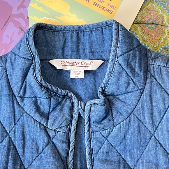 Coldwater Creek Quilted Chambray Vest - Picture 3 of 6